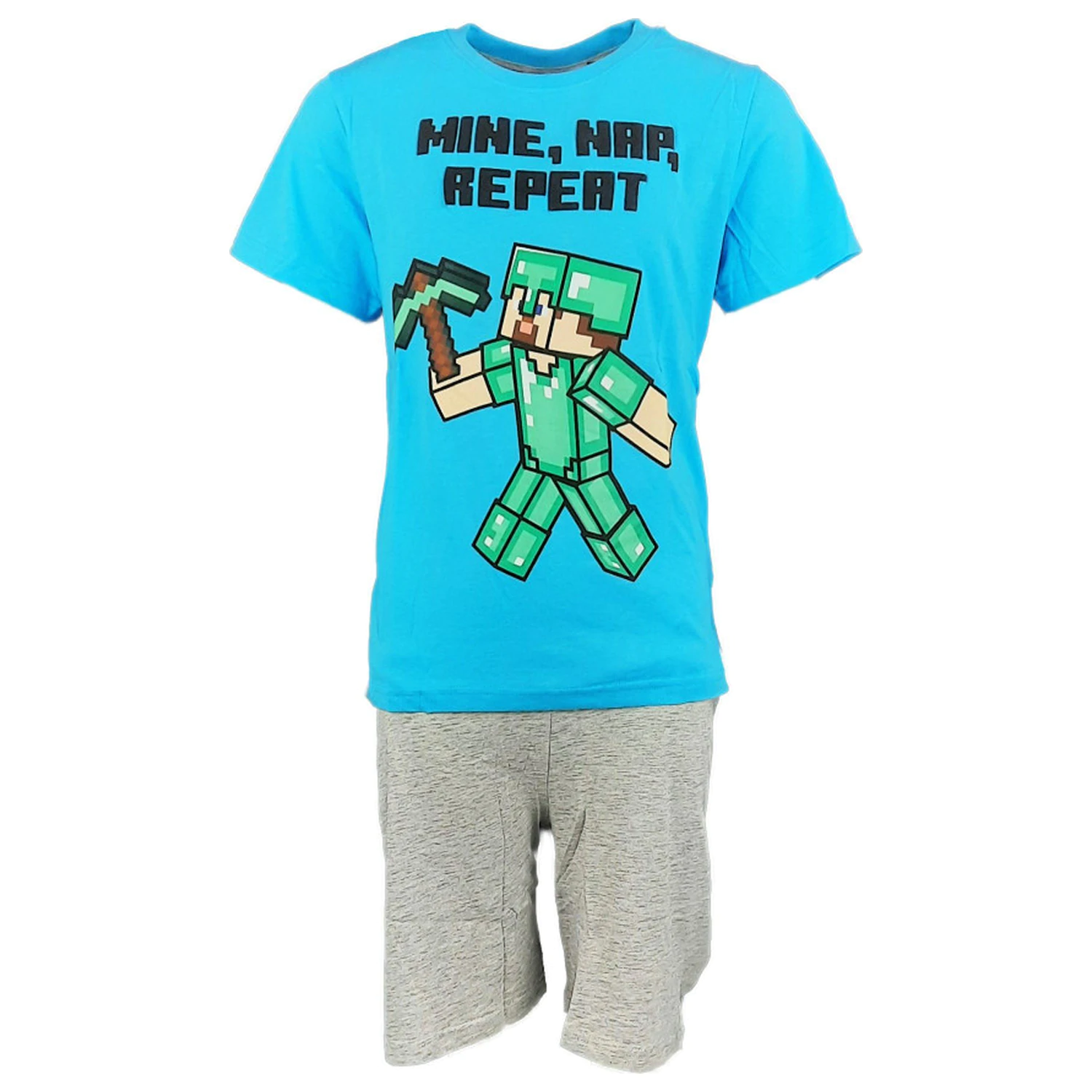Minecraft Mine Day Repeat Children's kratke pidžame fotografija proizvoda