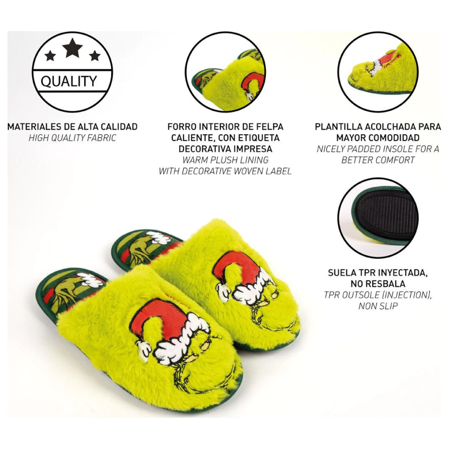 The Grinch Zelene odrasle zimske papuče fotografija proizvoda