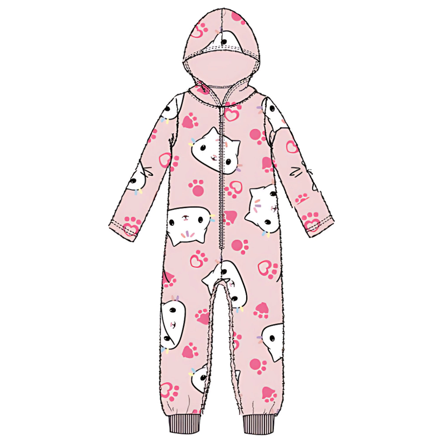Gabi's Dollhouse Cat Pink Dječja duga pidžama, Onesie fotografija proizvoda