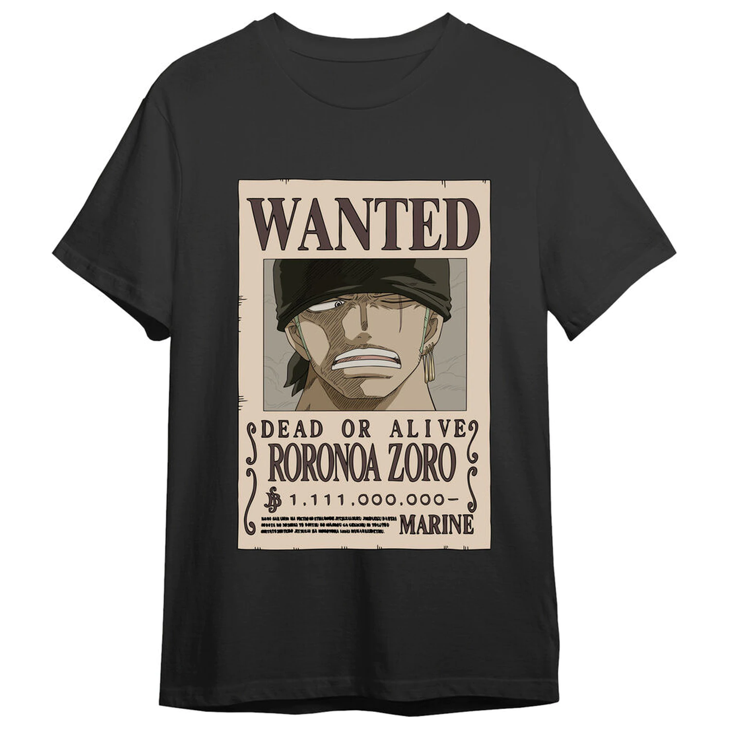 One Piece Roronoa Zoro Wanted majica za odrasle fotografija proizvoda