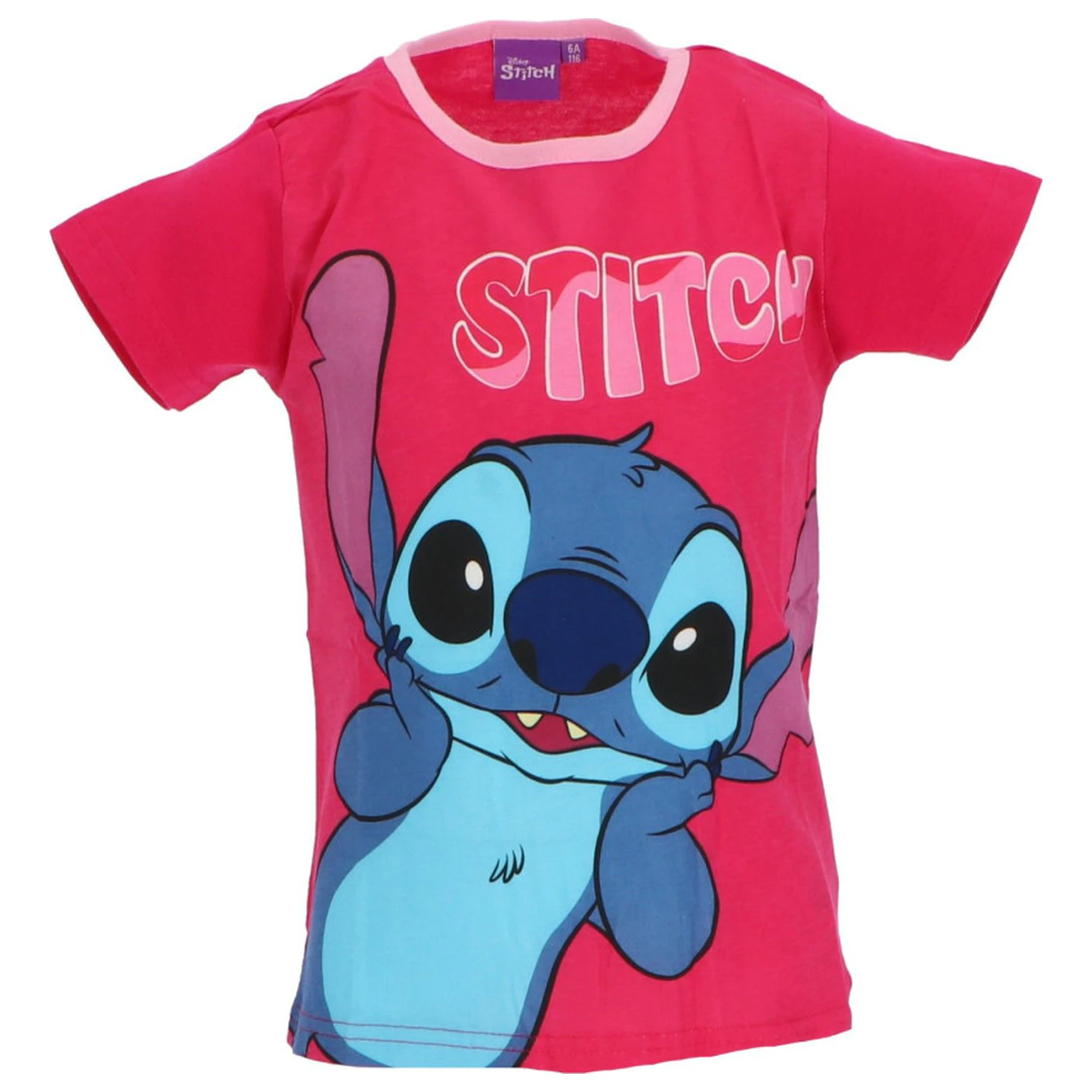 Stitch Surprised Pink dječja kratka majica kratkih rukava, top fotografija proizvoda