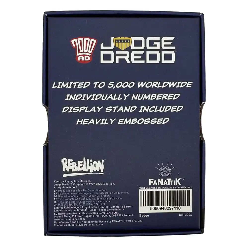2000 AD Replica Značka Judge Dredd Limited Edition fotografija proizvoda