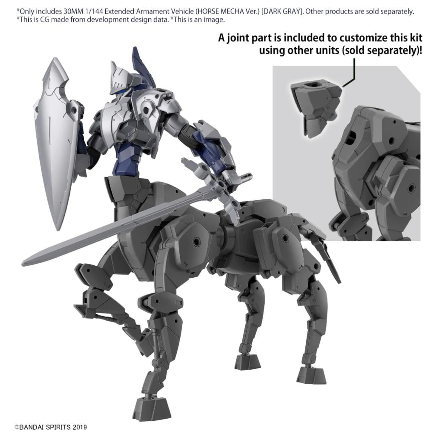 30MM 1/144 Extended Armament Vehicle (Horse Mecha) Dark Model Kit fotografija proizvoda