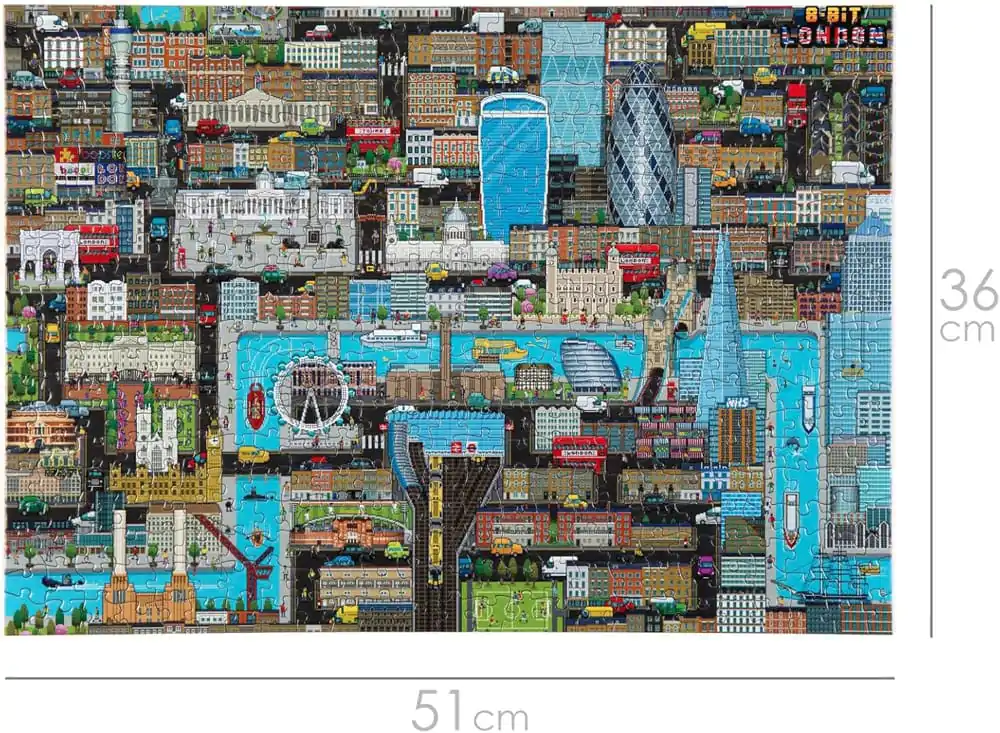 8-Bit Pixel Puzzle London Razina 2 500 dijelova fotografija proizvoda