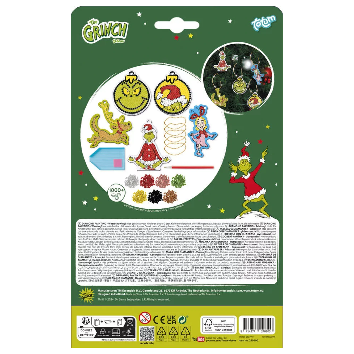The Grinch Dr. Seuss Diamond Eye Set s vješalicom fotografija proizvoda