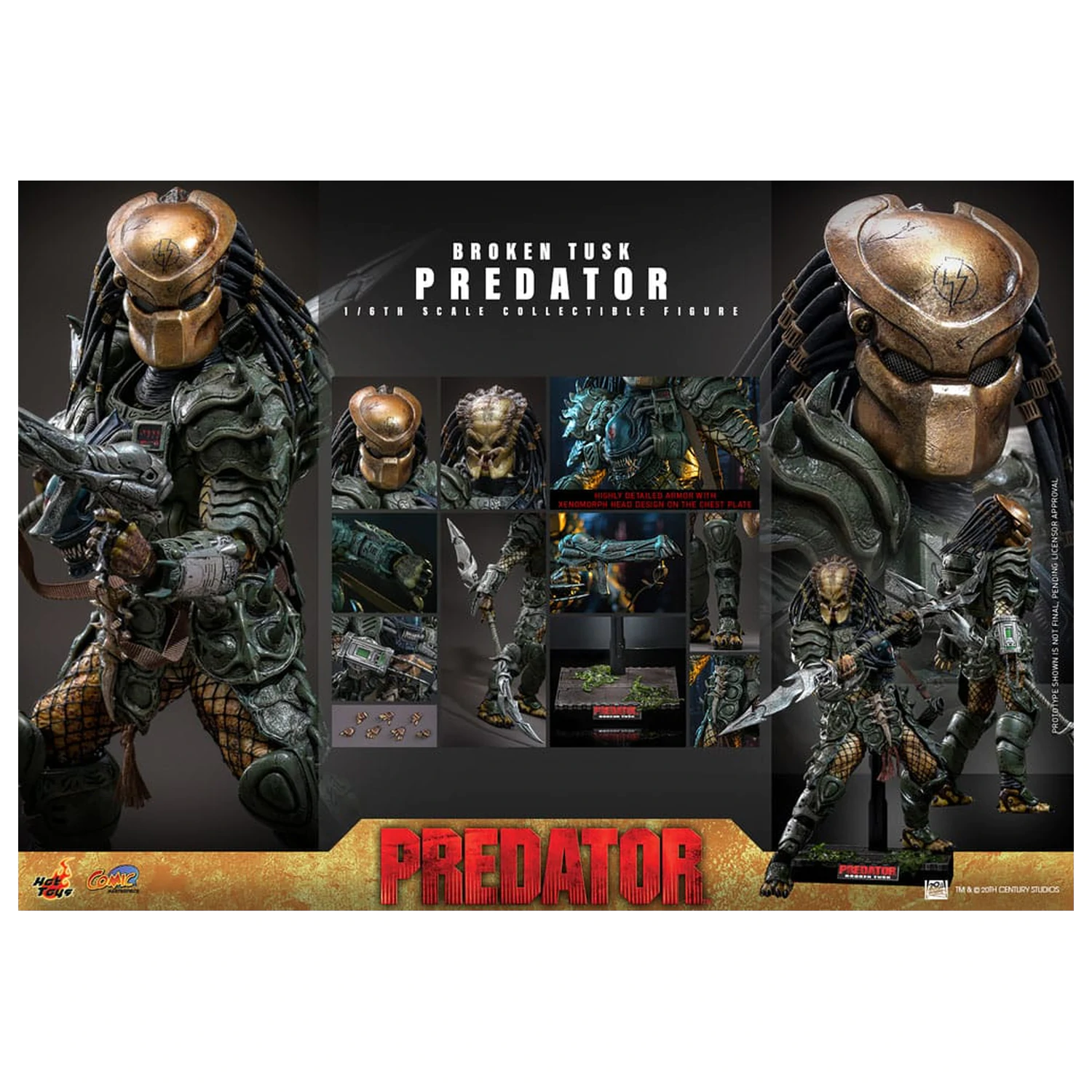 Alien vs. Predator Comic Masterpiece akcijska figura 1/6 Broken Tusk Predator 35 cm fotografija proizvoda