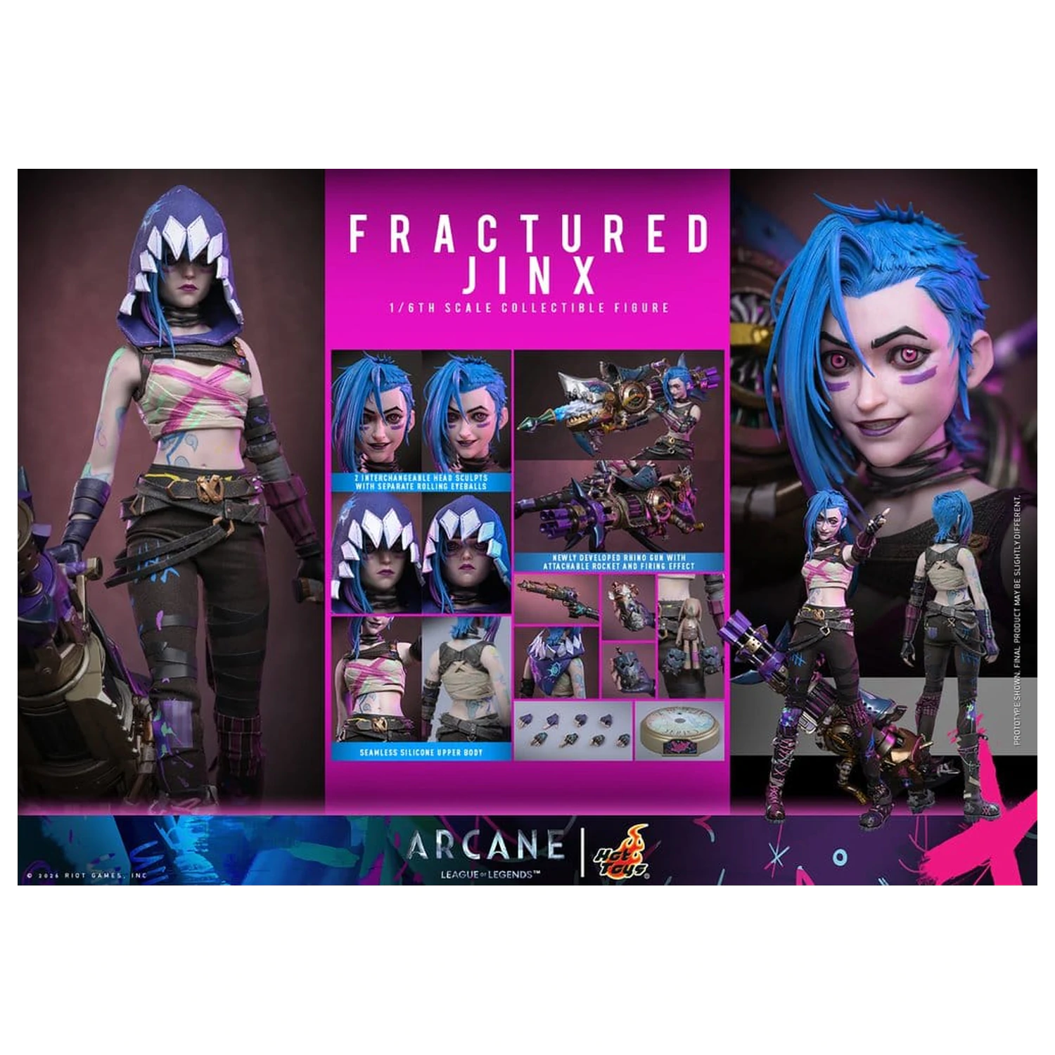Arcane Action Figure 1/6 Fractured Jinx 28 cm fotografija proizvoda