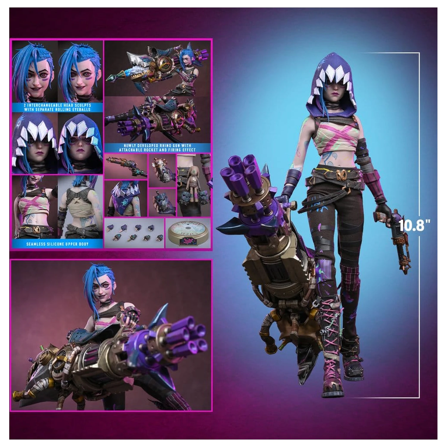 Arcane Action Figure 1/6 Fractured Jinx 28 cm fotografija proizvoda