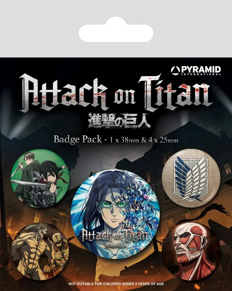 Attack on Titan Bedževi s iglom, paket od 5 komada Season 4 fotografija proizvoda