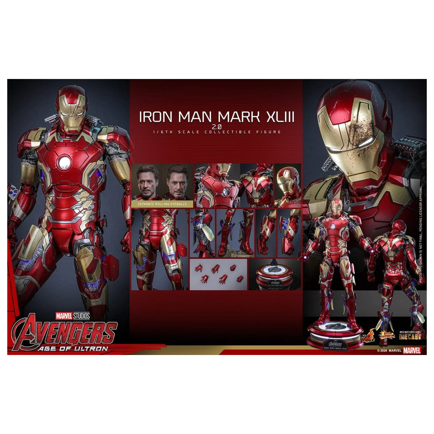 Avengers: Age of Ultron Movie Masterpiece Diecast figura za akciju 1/6 Iron Man Mark XLIII (2.0) 32 cm fotografija proizvoda