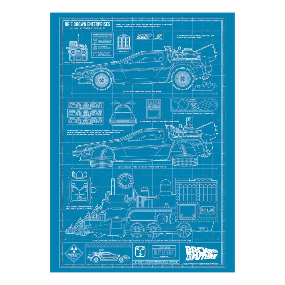 Back To The Future Grafika nacrta Time Machine Ograničeno izdanje 42 x 30 cm fotografija proizvoda