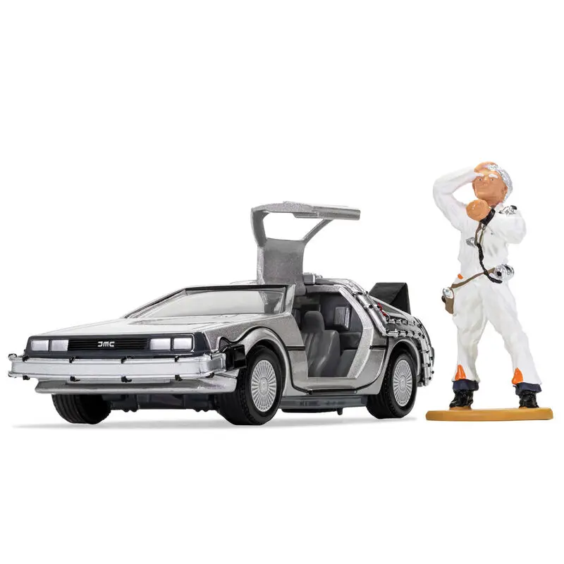 Back to the Future Diecast Model 1/36 DeLorean i figura Doc Browna fotografija proizvoda