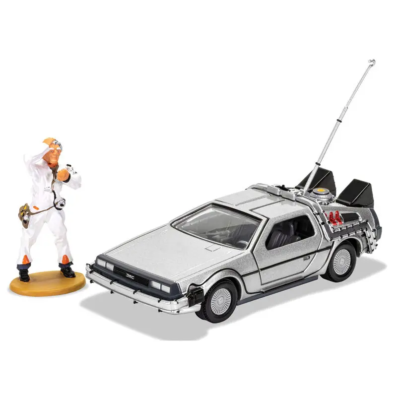 Back to the Future Diecast Model 1/36 DeLorean i figura Doc Browna fotografija proizvoda