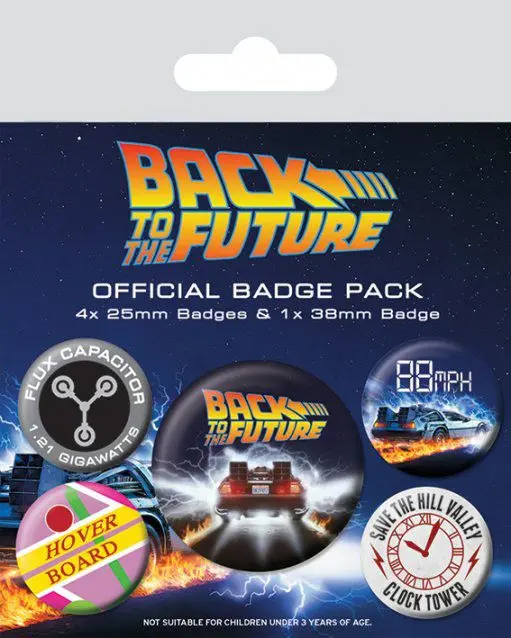 Back to the Future Pin-Back Gumbi 5-Pack DeLorean fotografija proizvoda