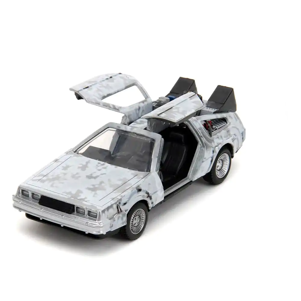 Back to the Future Hollywood Rides Diecast Model 1/32 DeLorean Time Machine FrostPovratak u budućnost Hollywood Rides Diecast Model 1/32 DeLorean Vremeplov Frost fotografija proizvoda