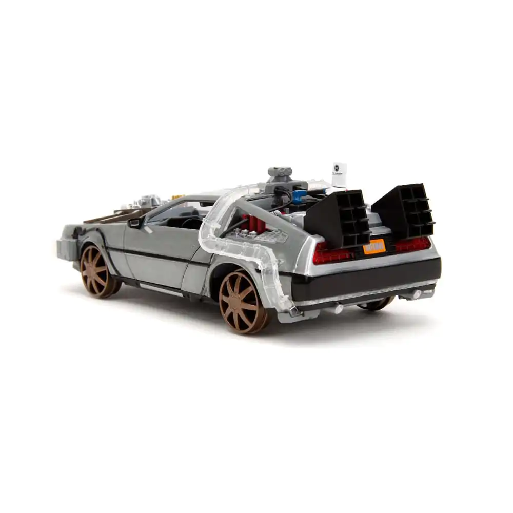 Back to the Future III Hollywood Rides Diecast Model 1/24 DeLorean Time Machine Railroad Wheels Model od lijevanog metala fotografija proizvoda