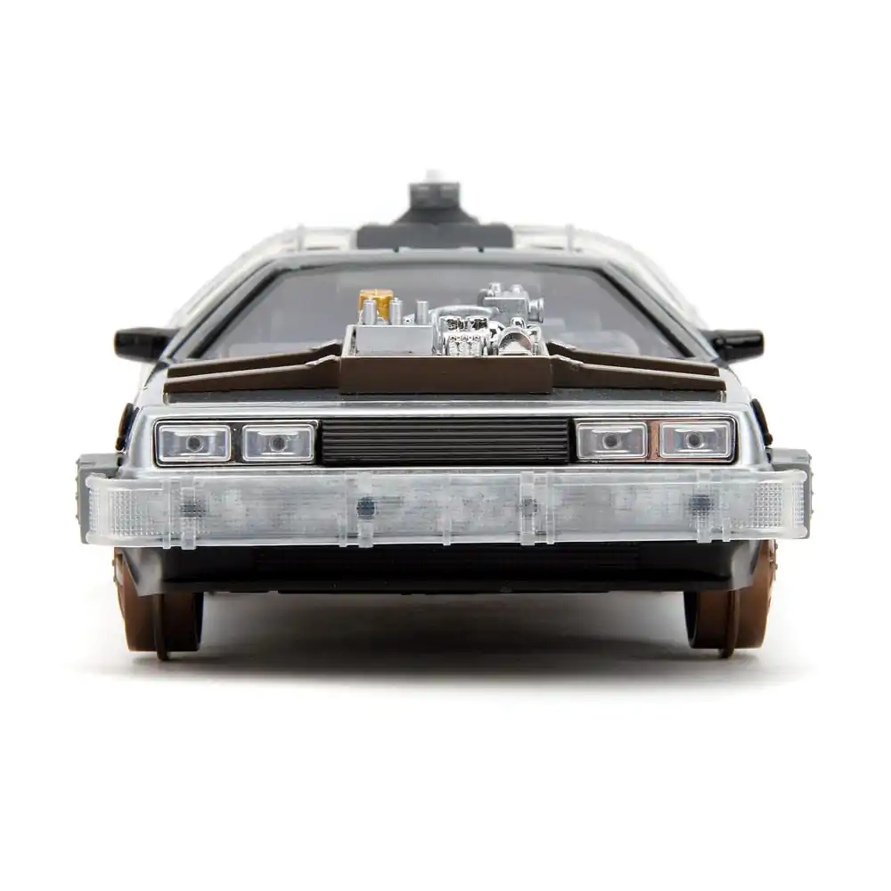 Back to the Future III Hollywood Rides Diecast Model 1/24 DeLorean Time Machine Railroad Wheels Model od lijevanog metala fotografija proizvoda