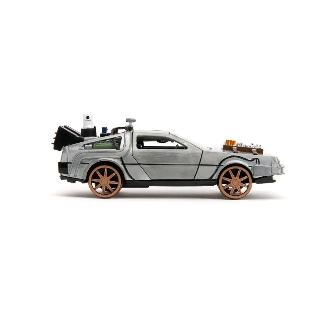 Back to the Future III Hollywood Rides Model od lijevanog metala 1/32 DeLorean Time Machine Željeznički kotači fotografija proizvoda