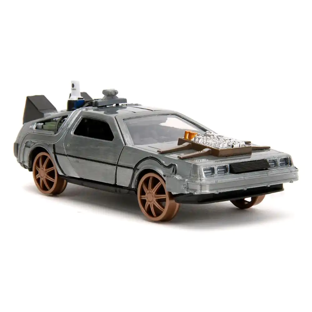 Back to the Future III Hollywood Rides Model od lijevanog metala 1/32 DeLorean Time Machine Željeznički kotači fotografija proizvoda