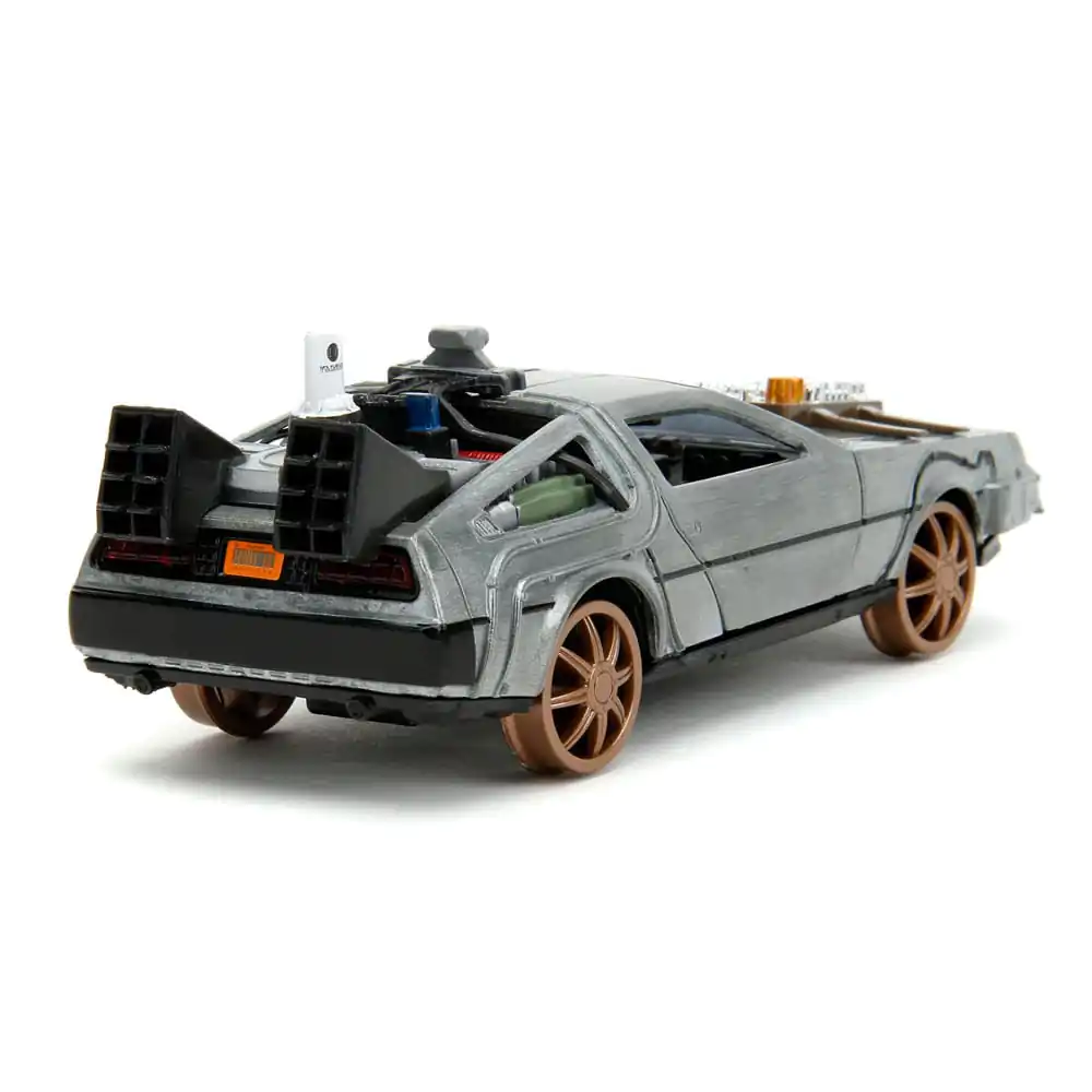 Back to the Future III Hollywood Rides Model od lijevanog metala 1/32 DeLorean Time Machine Željeznički kotači fotografija proizvoda