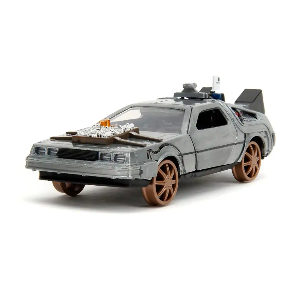 Back to the Future III Hollywood Rides Model od lijevanog metala 1/32 DeLorean Time Machine Željeznički kotači fotografija proizvoda