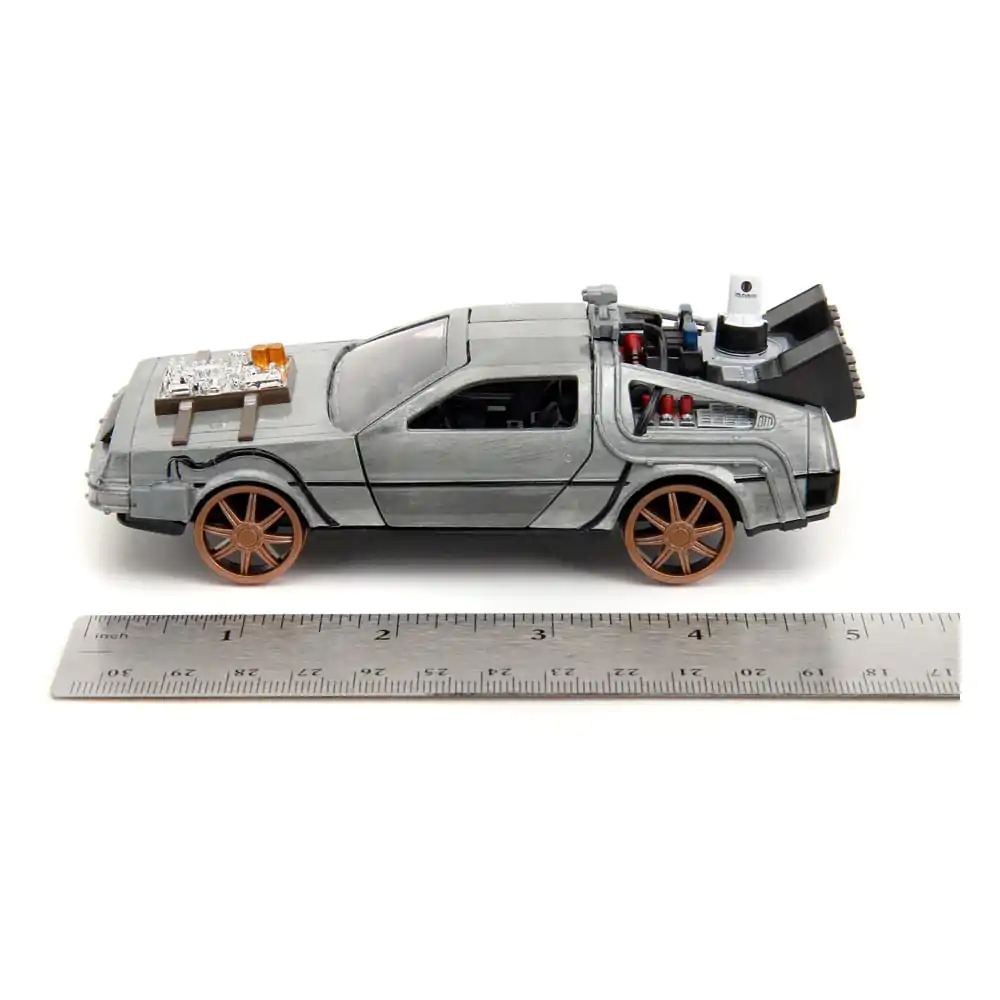 Back to the Future III Hollywood Rides Model od lijevanog metala 1/32 DeLorean Time Machine Željeznički kotači fotografija proizvoda