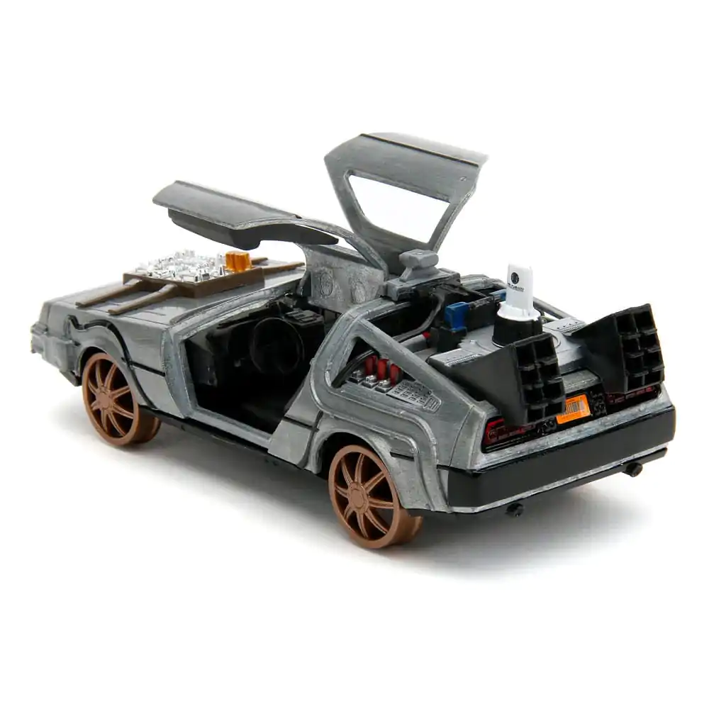 Back to the Future III Hollywood Rides Model od lijevanog metala 1/32 DeLorean Time Machine Željeznički kotači fotografija proizvoda