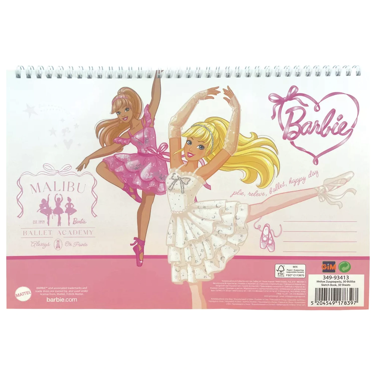Barbie Ballerina A4 Spiralni blok za crtanje, 30 listova fotografija proizvoda