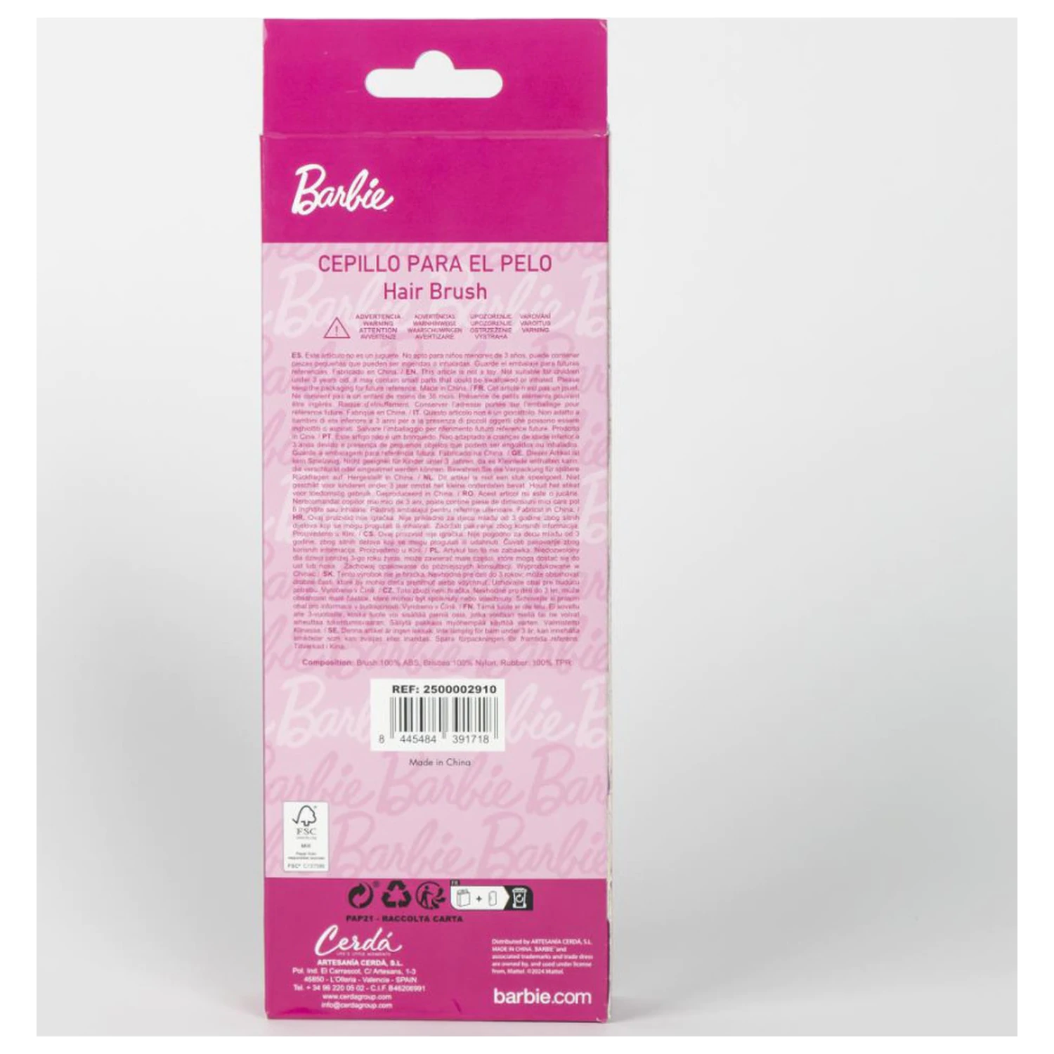 Barbie ružičasta četka za kosu s kamenčićima, češalj 22 cm fotografija proizvoda