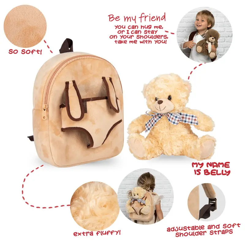 Bear Belly ruksak s plišanom igračkom 26 cm fotografija proizvoda