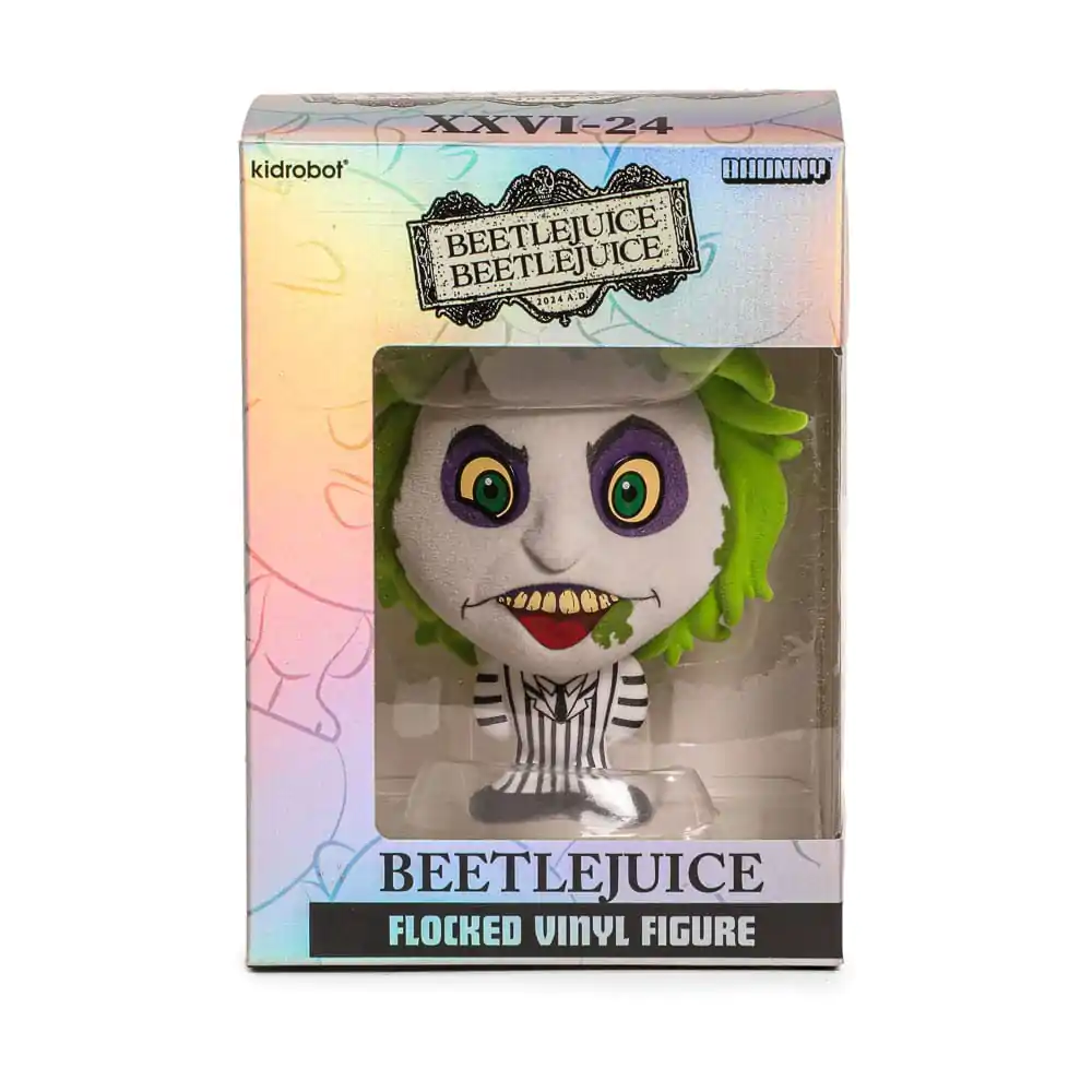 Beetlejuice Beetlejuice Bhunny Flocked Vinyl Figura Beetlejuice Striped Suit 10 cm fotografija proizvoda