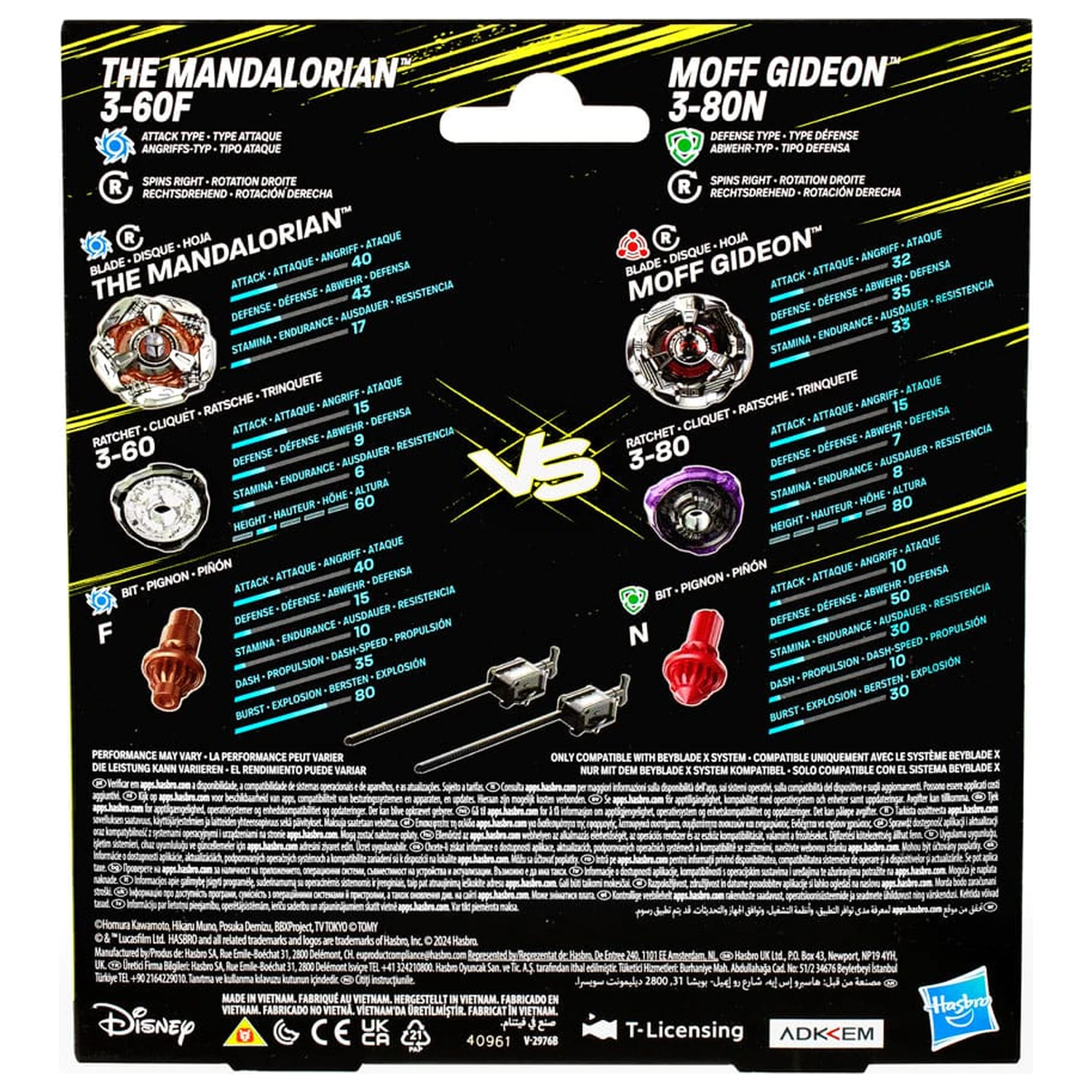 Beyblade X i Star Wars suradnja The Mandalorian 3-60F vs. Moff Gideon 3-80N fotografija proizvoda