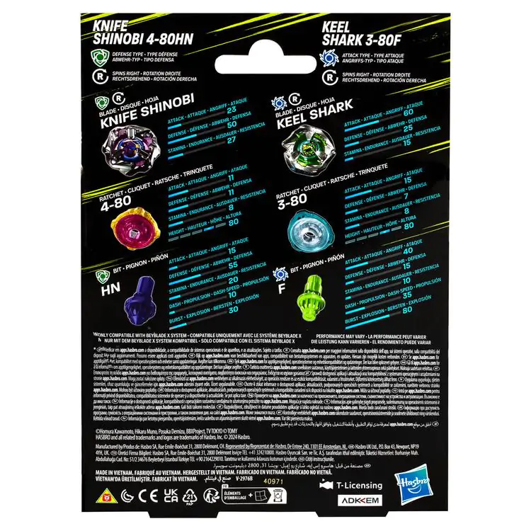 Beyblade X Beat Tyranno 4-70Q & Knife Shinobi 4-80HN igra fotografija proizvoda