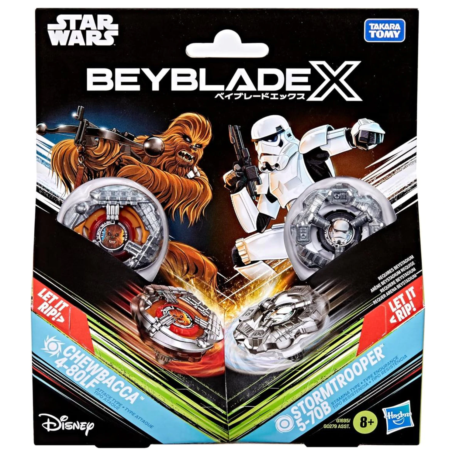 Beyblade X Chewbacca 4-80LF i Stormtrooper 5-70B fotografija proizvoda