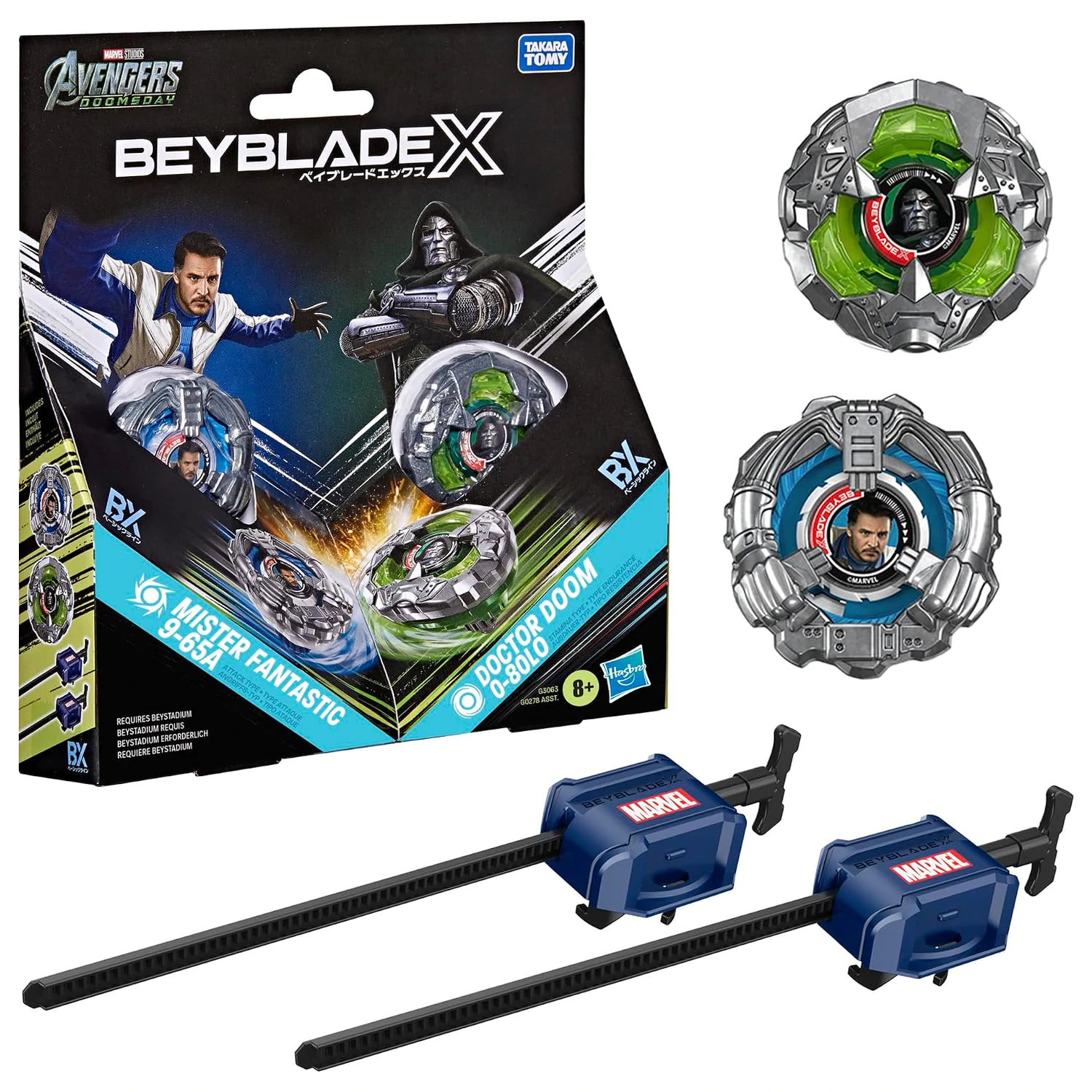BEYBLADE X Mister Fantastic 9-65A i Doctor Doom 0-80LO fotografija proizvoda