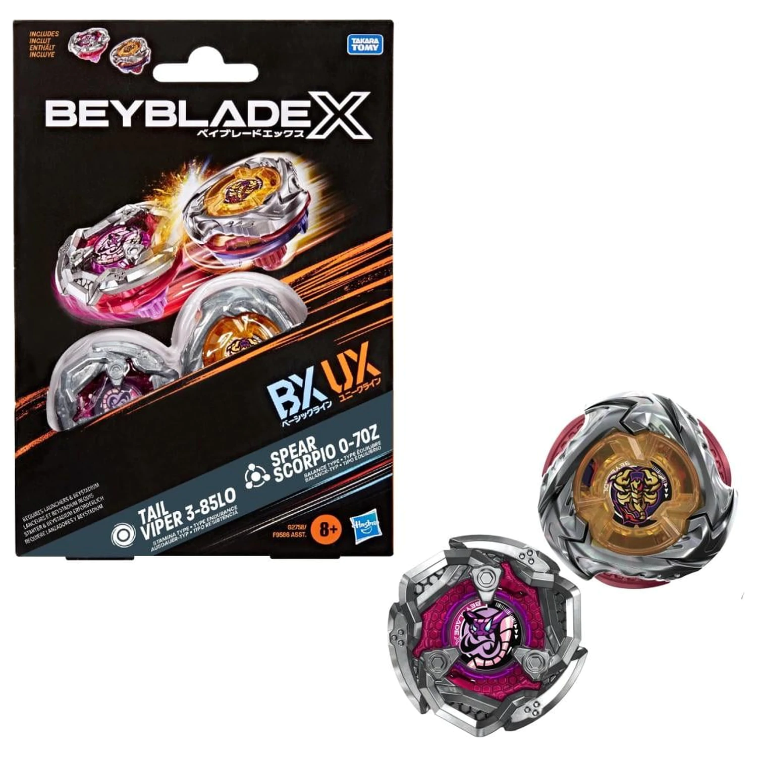 Beyblade X Tail Viper 3-85LO & Spear Scorpio 0-70Z fotografija proizvoda