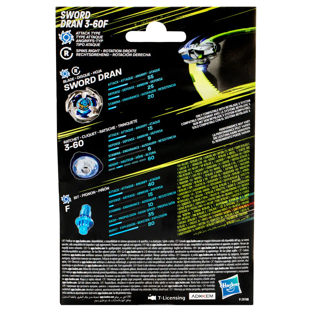 BeybladeX Sword Dran 3-60F igra fotografija proizvoda