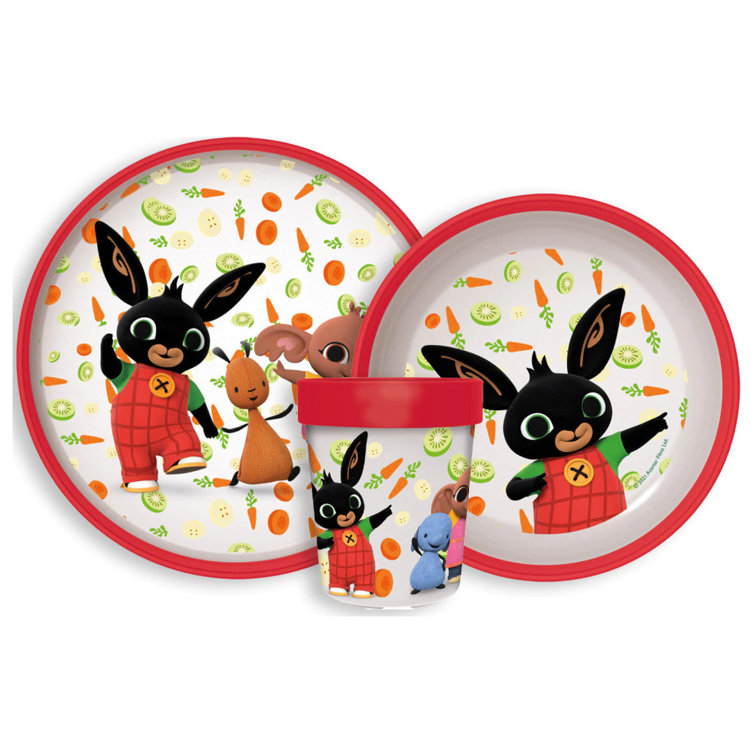 Bing Happy Carrots neklizajući set posuđa za večeru, set od mikro plastike fotografija proizvoda