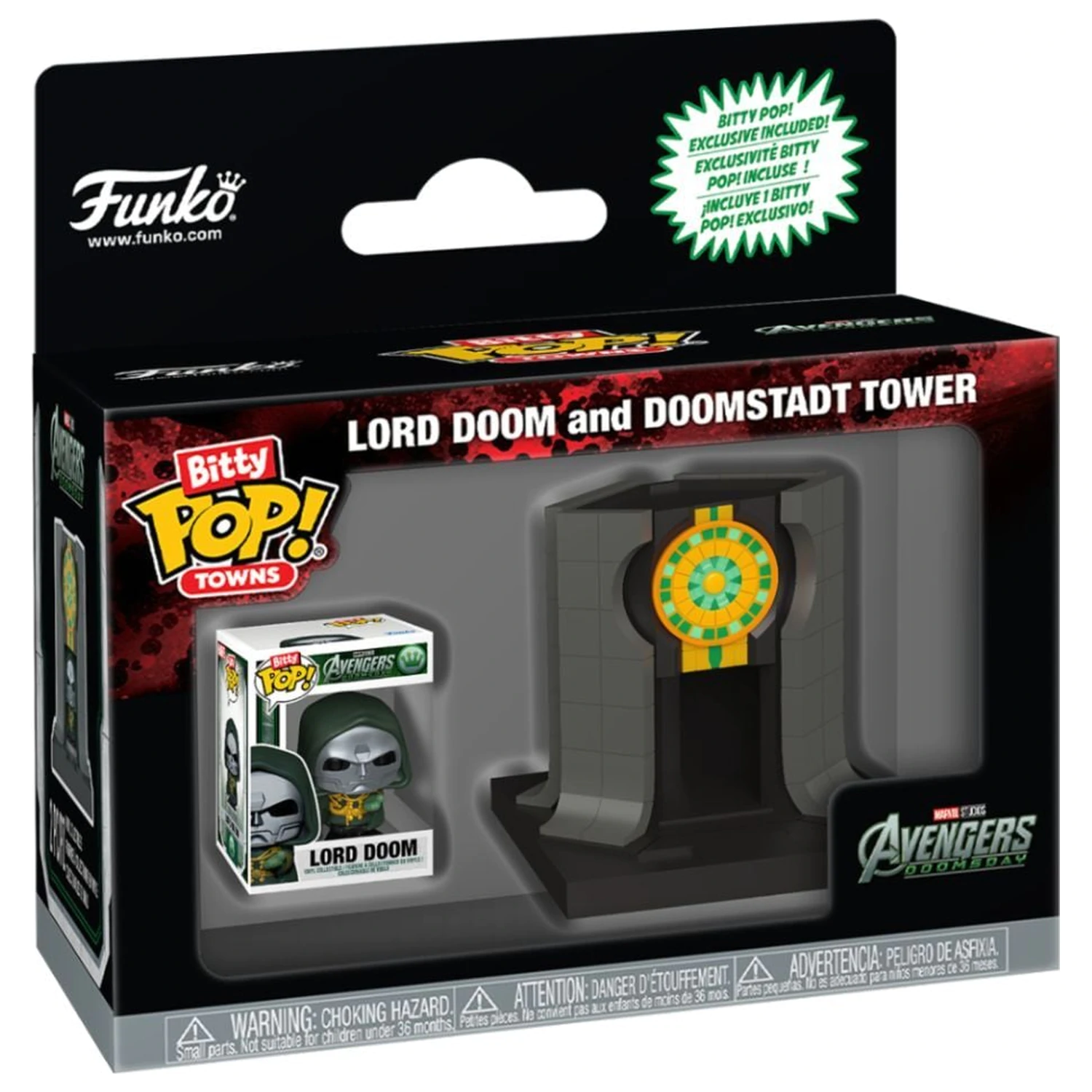 Bitty Funko POP figure Ride Marvel Studios Avengers Doomsday Lord Doom And Doomstadt Tower fotografija proizvoda
