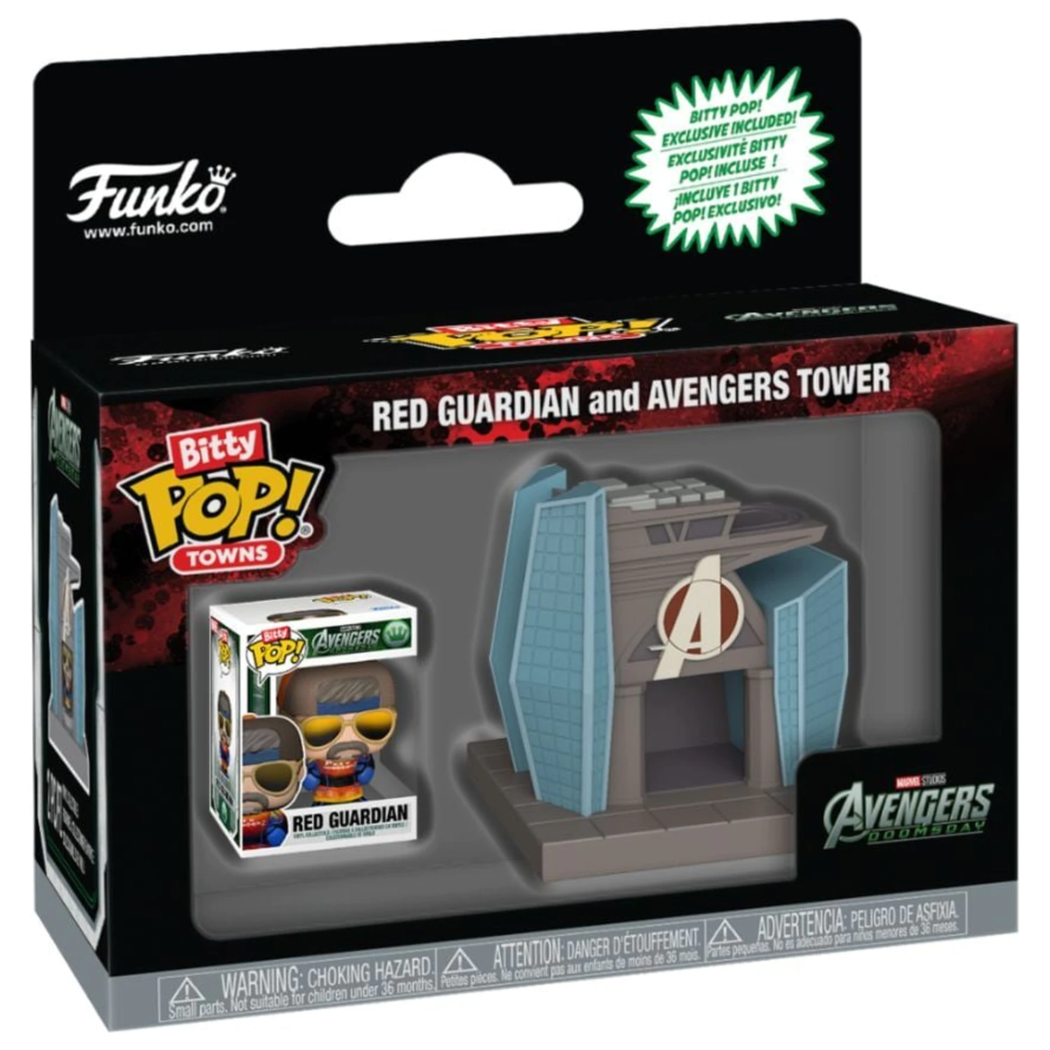 Bitty Funko POP figure Ride Marvel Studios Avengers Doomsday Red Guardian And Avengers Tower fotografija proizvoda