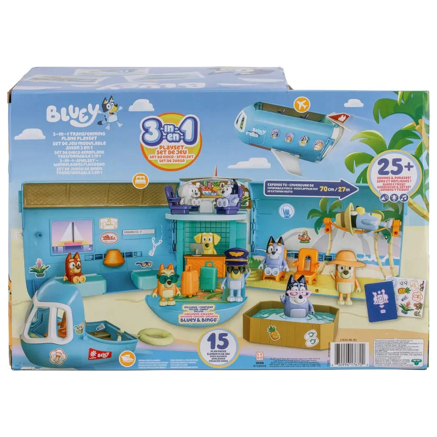 Bluey Mini Figure Playset Bluey Holiday 3u1 Set fotografija proizvoda