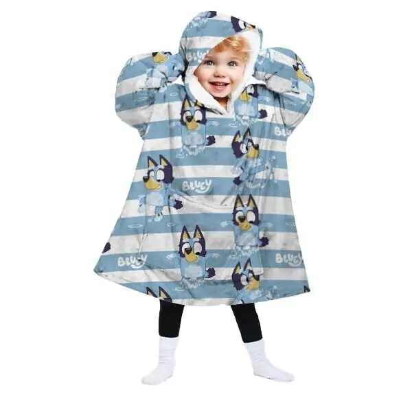 Bluey oversized sweatshirt kaput za djecu, koraljni fotografija proizvoda