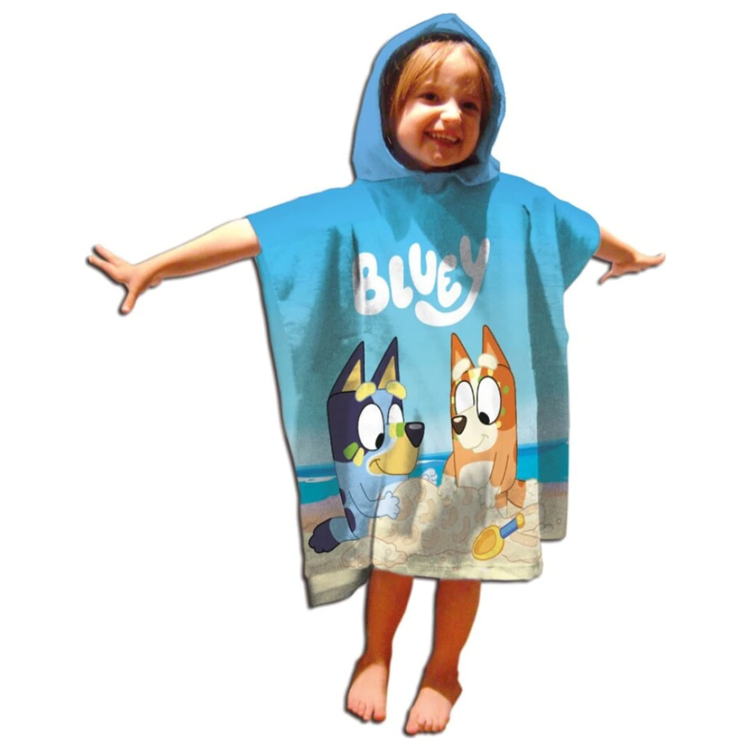 Bluey Sandcastle ručnik za plažu poncho 55x110 cm fotografija proizvoda