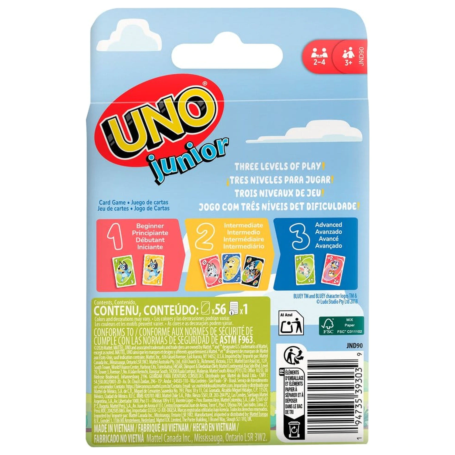 Bluey UNO Junior kartaška igra fotografija proizvoda