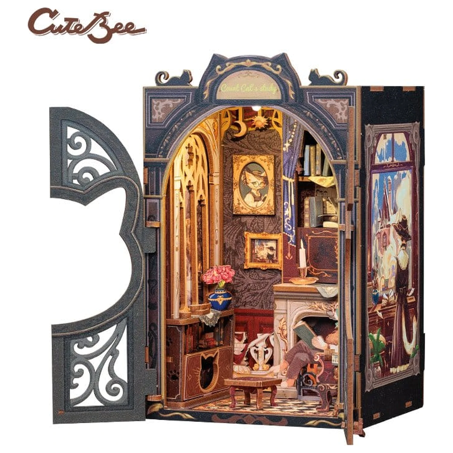 Book Nook Count Cat's Study 17 x 12 cm fotografija proizvoda