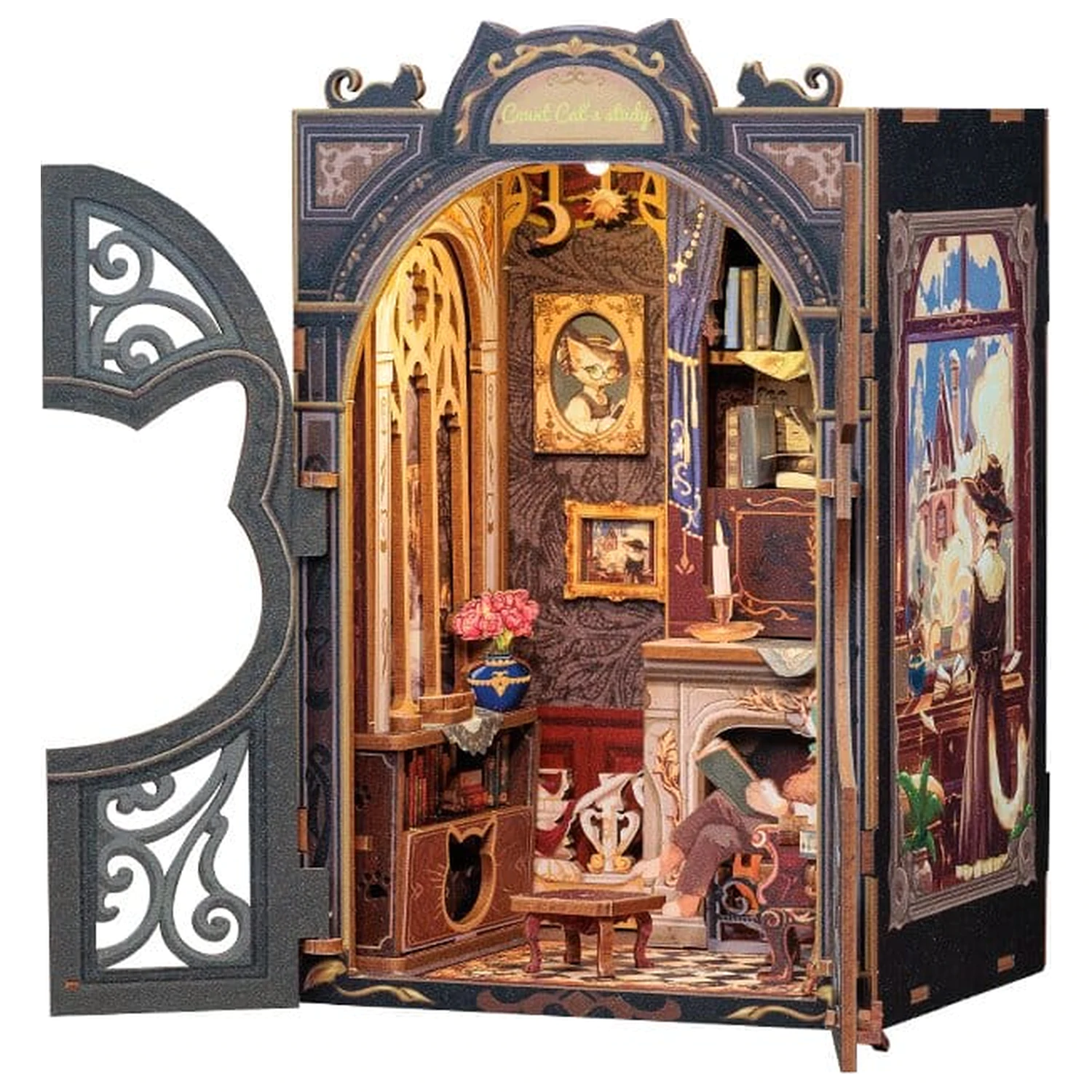 Book Nook Count Cat's Study 17 x 12 cm fotografija proizvoda