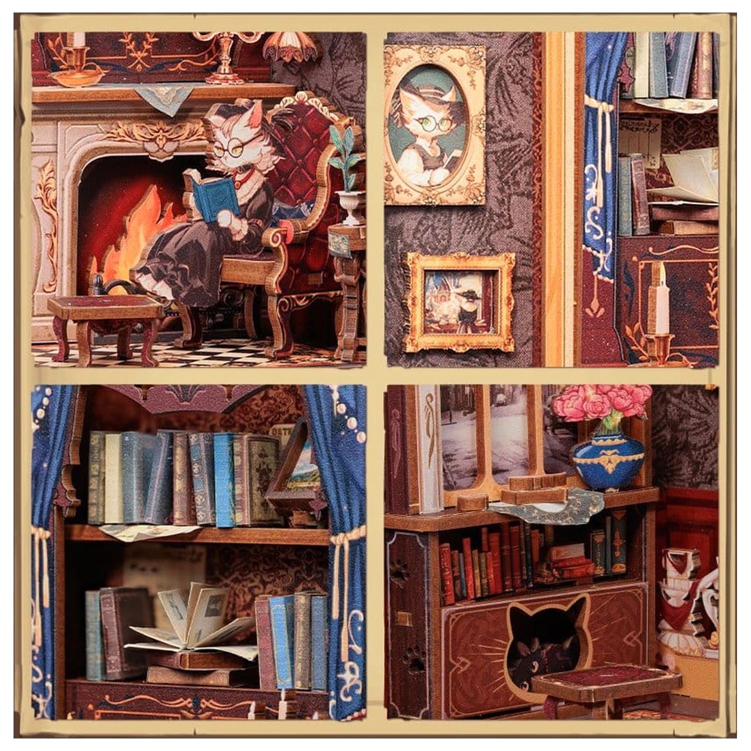 Book Nook Count Cat's Study 17 x 12 cm fotografija proizvoda