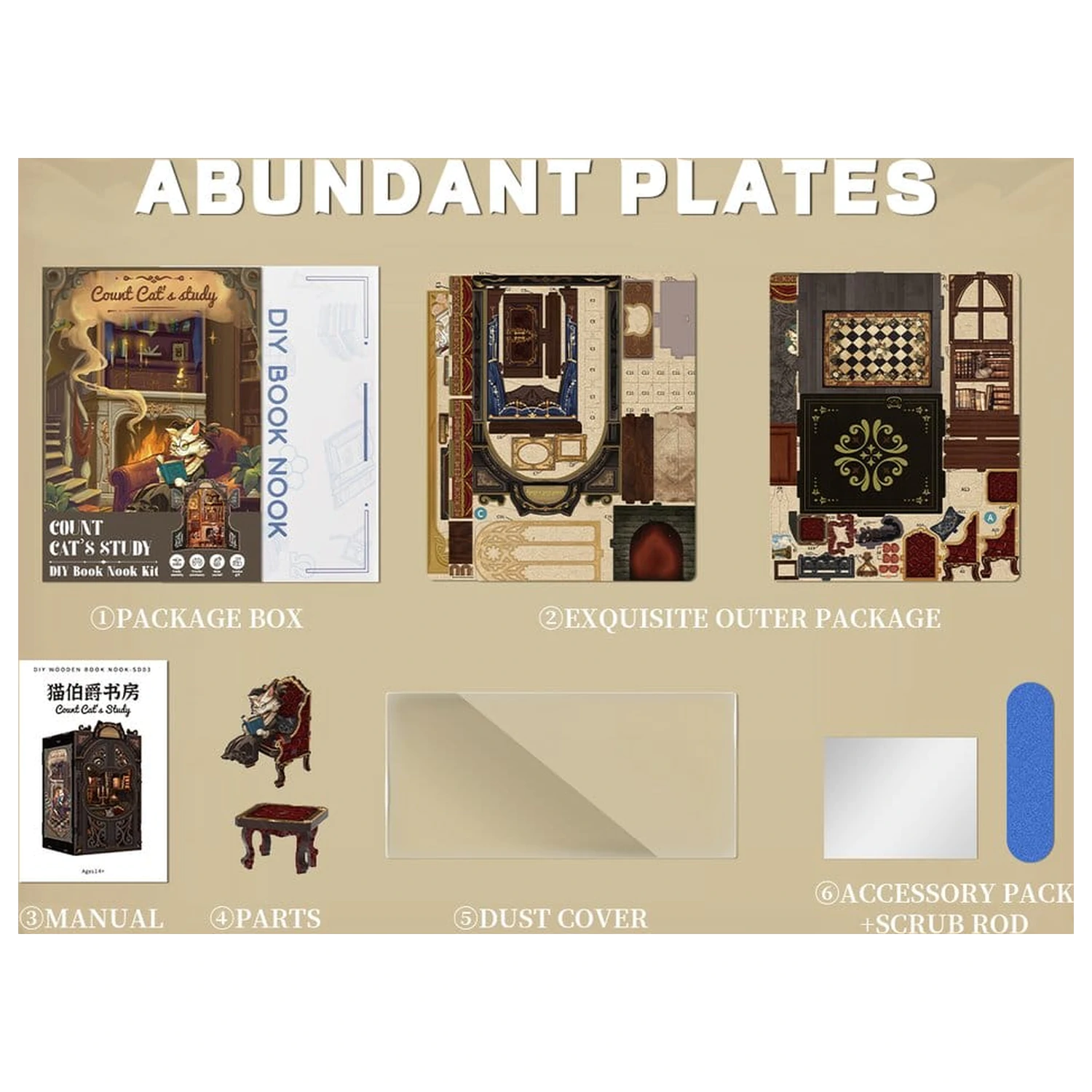 Book Nook Count Cat's Study 17 x 12 cm fotografija proizvoda