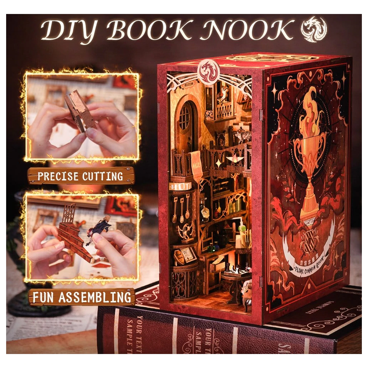 Book Nook Flame Common Room 23 x 11 cm fotografija proizvoda