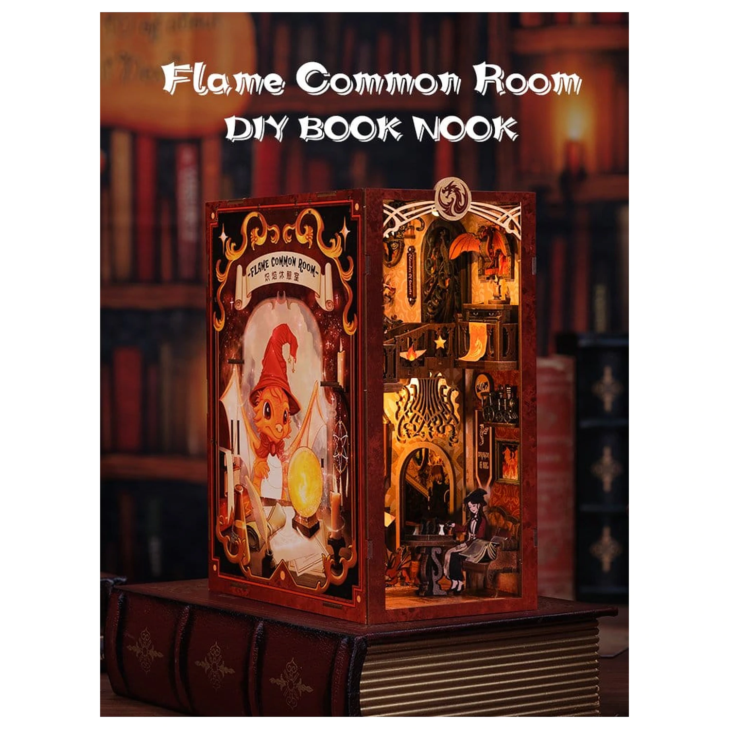 Book Nook Flame Common Room 23 x 11 cm fotografija proizvoda